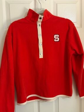Rivalry Threads NCSU Red Crewneck Pullover with White Snap Placket